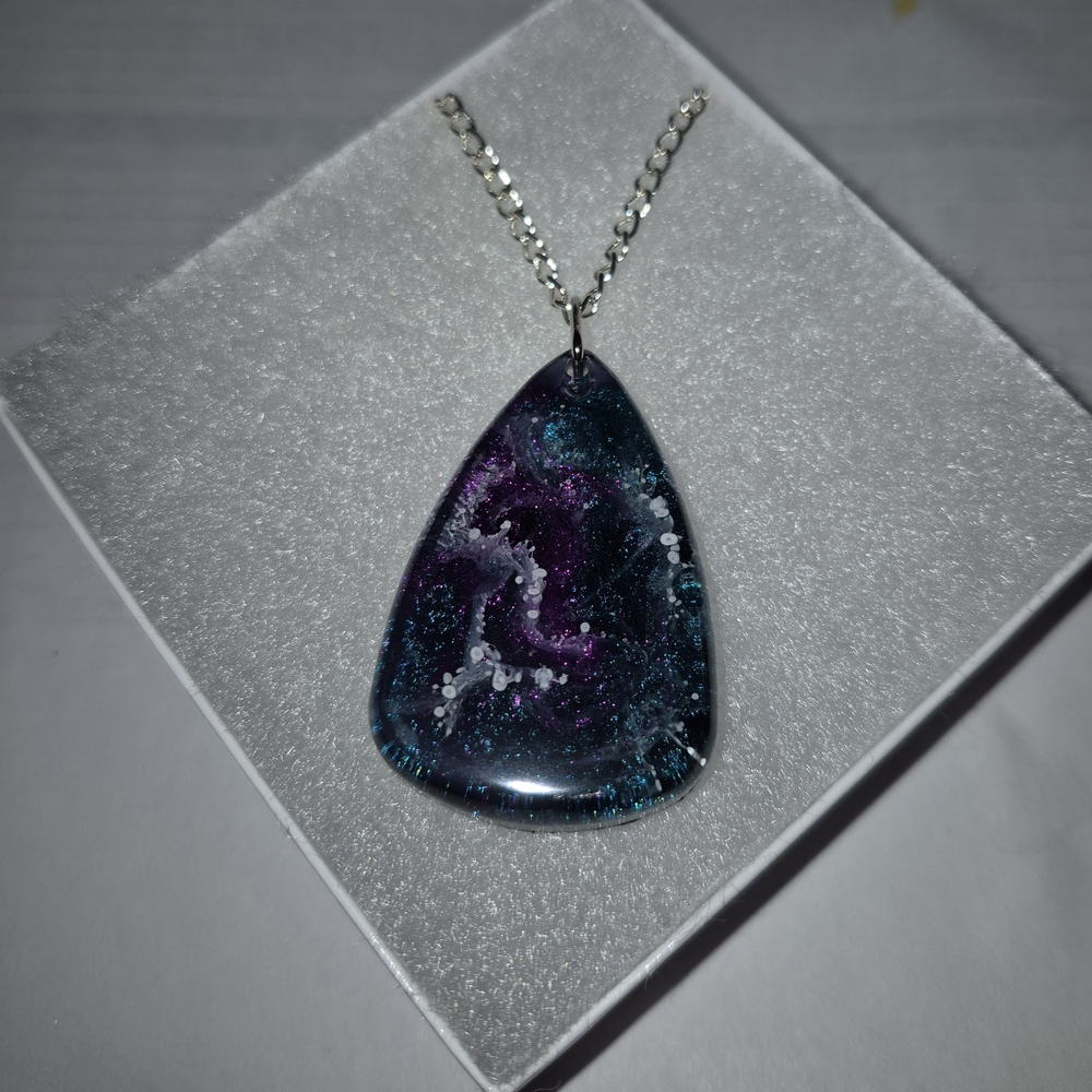 Elegant Purple and Blue Galaxy Necklace